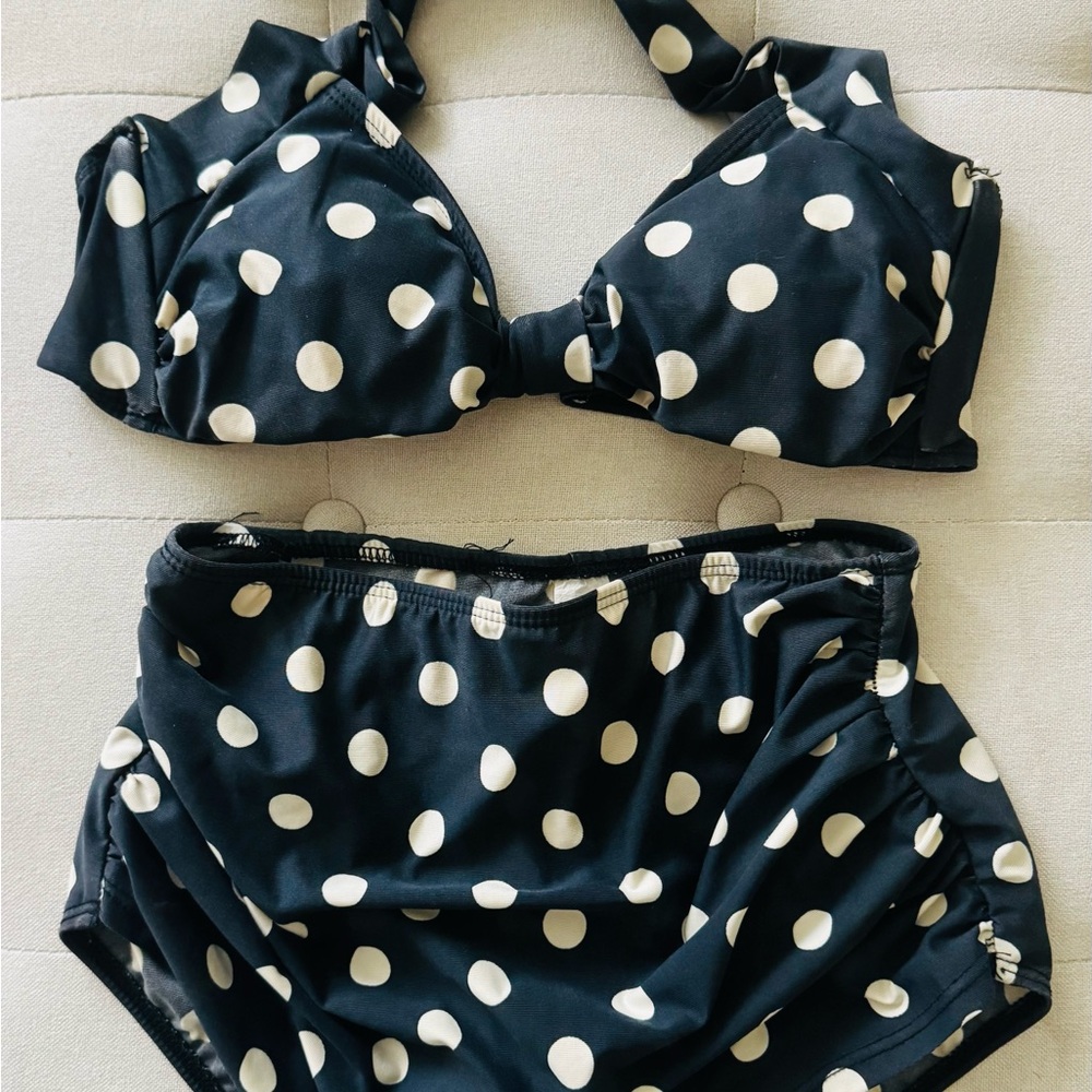 Pinup Couture Black and White Polka Dot Bikini